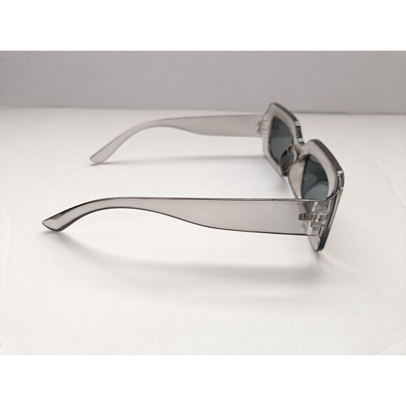 Rectangular Transparent Sunglasses Black Tinted Lens Unisex - Picture 4 of 6